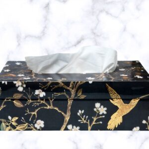 Black Wing Wooden Tissue Box