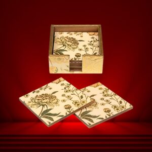 Ivory Collection 6-Piece Coaster Set in Minimalist Foil Art by Daily Talk