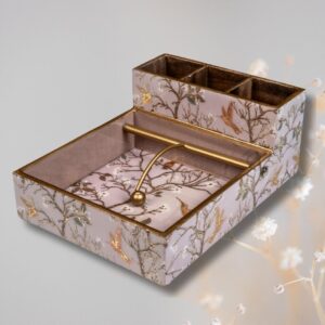 Pink Wing handcrafted napkin and cutlery holder with bird and floral design in blush tones