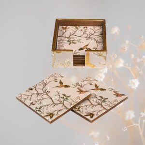 Floral Pink Coasters in Epoxy Finish