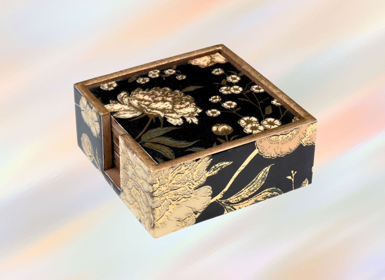 Twilight 6-Piece Coaster Set with Floral Foil by Daily Talk