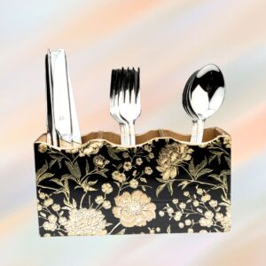Twilight 3-Pocket Cutlery Holder with Floral Art by Daily Talk