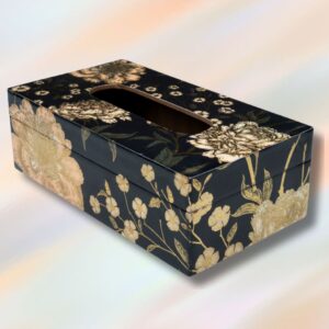 Twilight Wooden Tissue Box with Floral Foil Design by Daily Talk