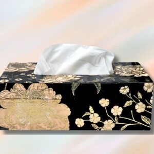 Twilight Wooden Tissue Box with Floral Foil Design by Daily Talk