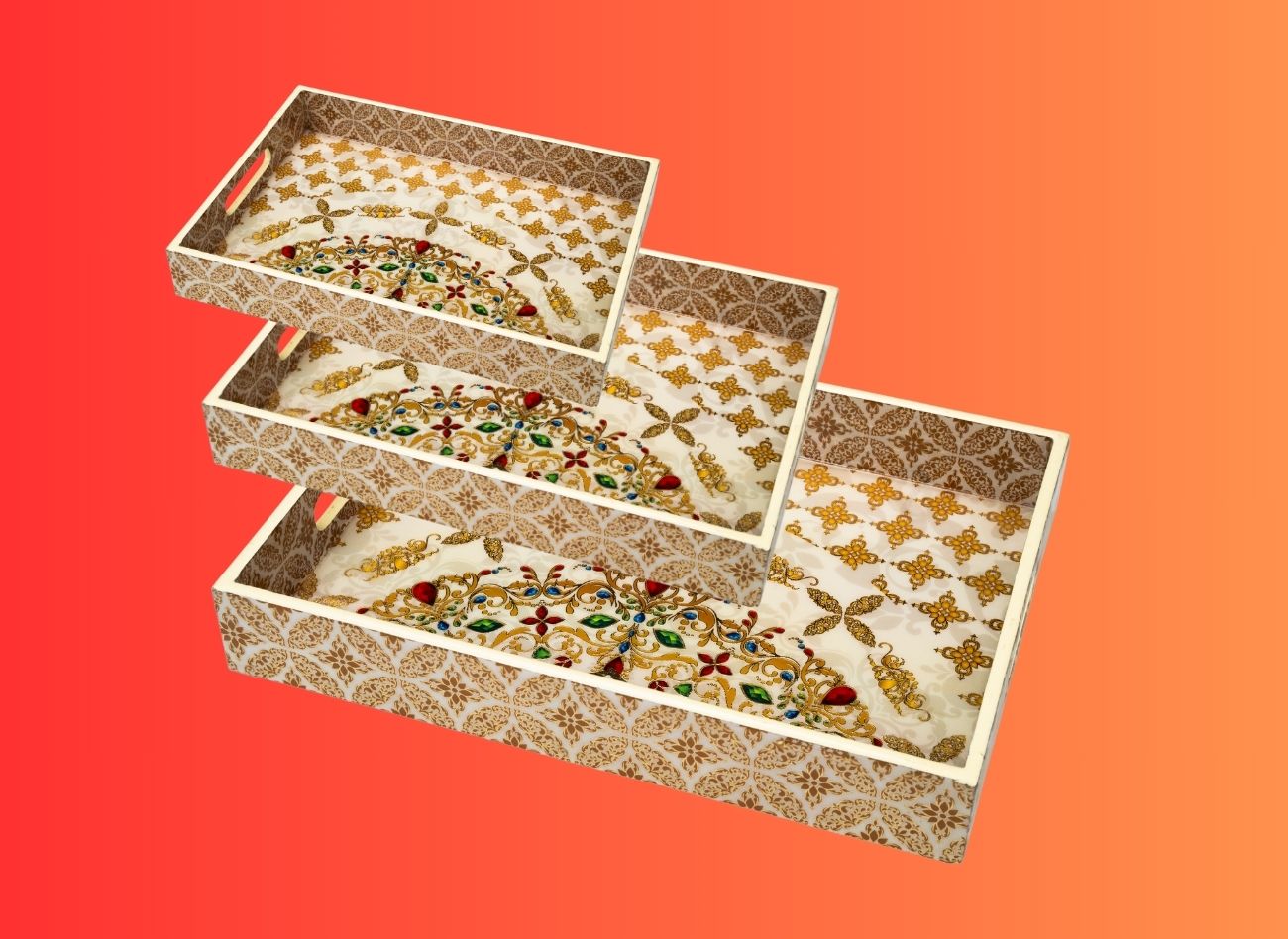 Ornate 3pc Rectangle Foil Tray