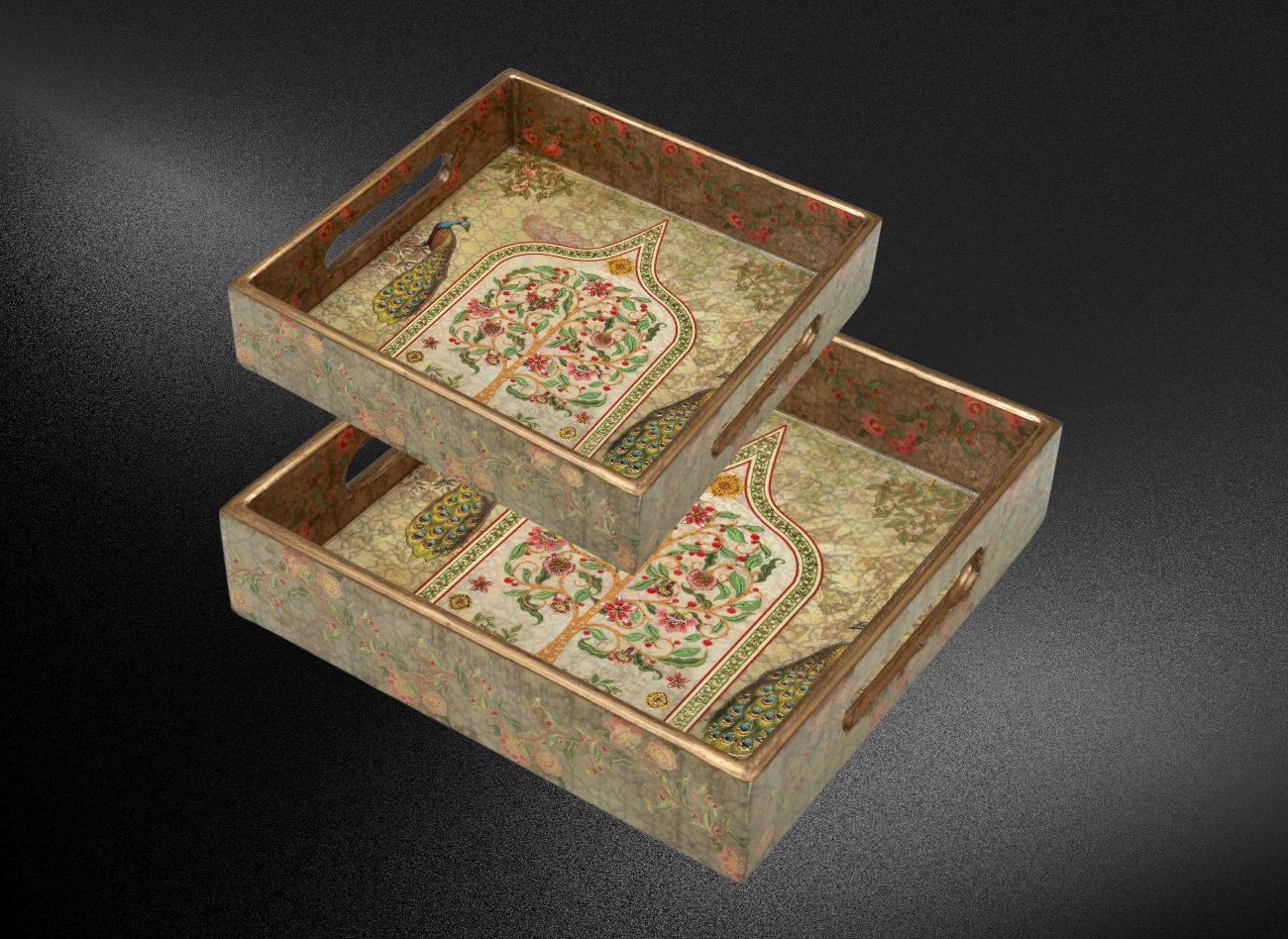 Peacock 2pc Square Tray Product