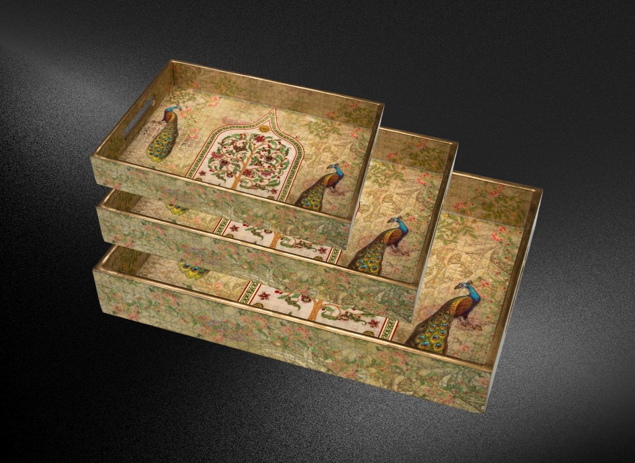 Peacock 3pc Rectangle Tray