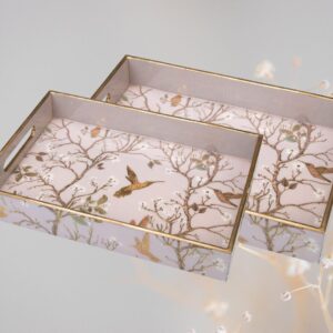 Pink Wing 2pc Rectangle Tray Set